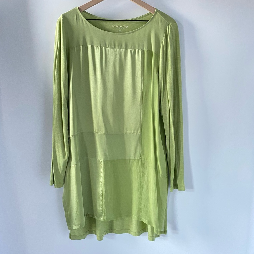 Soft Surroundings Silk Patchwork Knit Tunic Sz L - image 1
